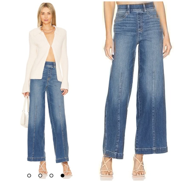 NWT SPANX Seamed Front Wide Leg Jean in Vintage Indigo $168 Womens Small - Picture 12 of 14